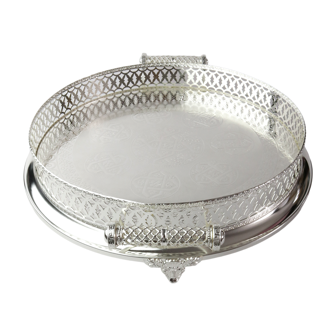 Plateau en métal argenté 45cm