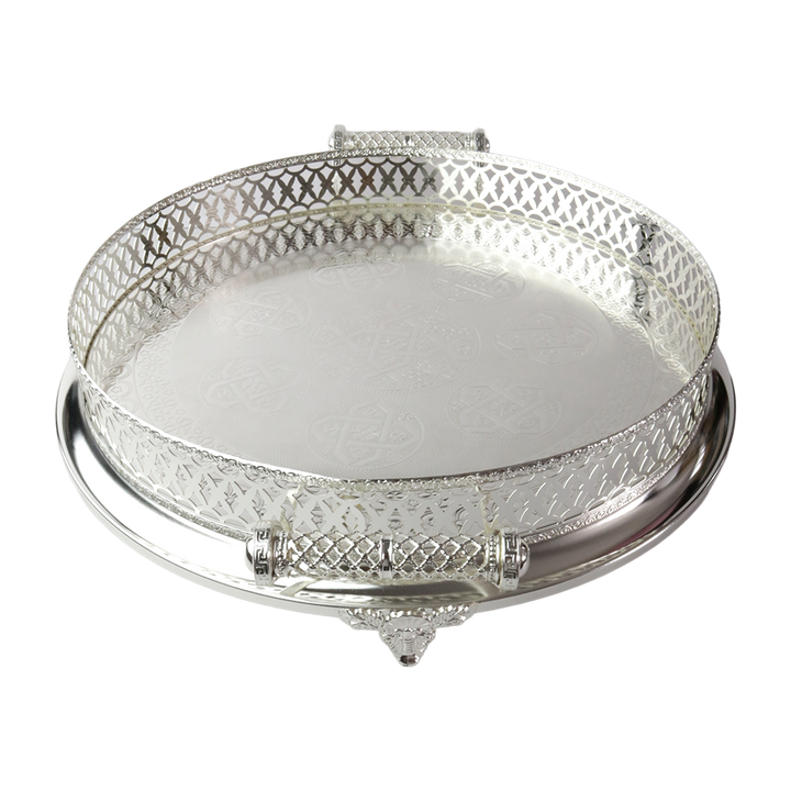 Plateau en métal argenté 45cm
