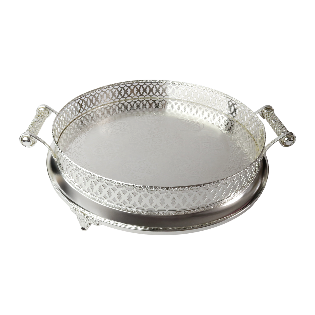 Plateau en métal argenté 45cm