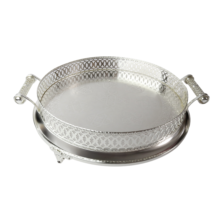 Plateau en métal argenté 45cm