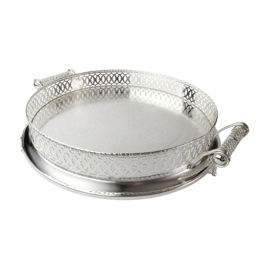 Plateau en métal argenté 45cm