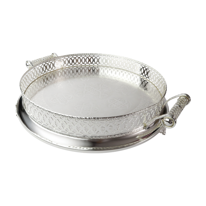 Plateau en métal argenté 45cm