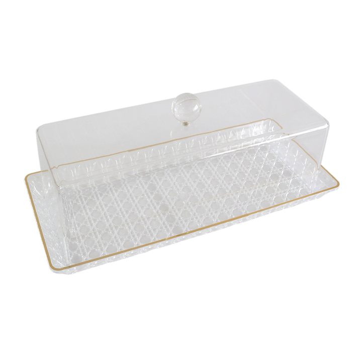 Cloche cake rectangulaire en plexiglass 34,50x15,50cm