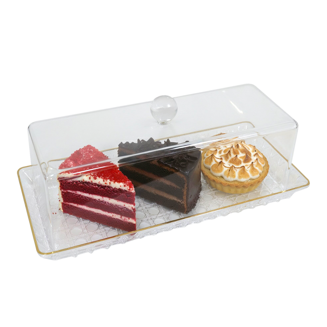 Cloche cake rectangulaire en plexiglass 34,50x15,50cm