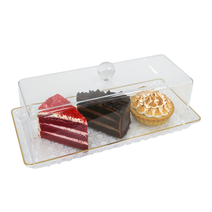 Cloche cake rectangulaire en plexiglass 34,50x15,50cm