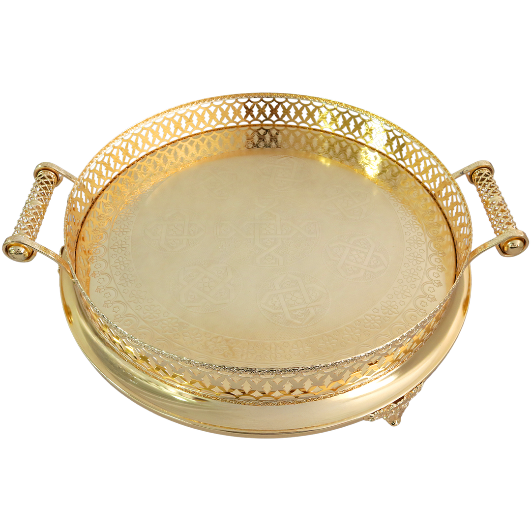 Plateau en métal doré 45cm