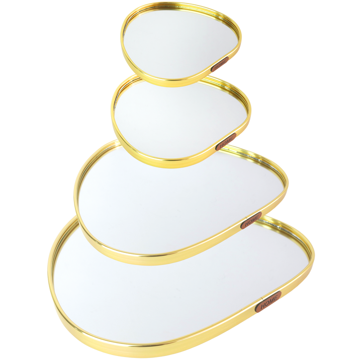 Set 4 plateaux miroir 20cm + 26cm + 29cm + 33cm