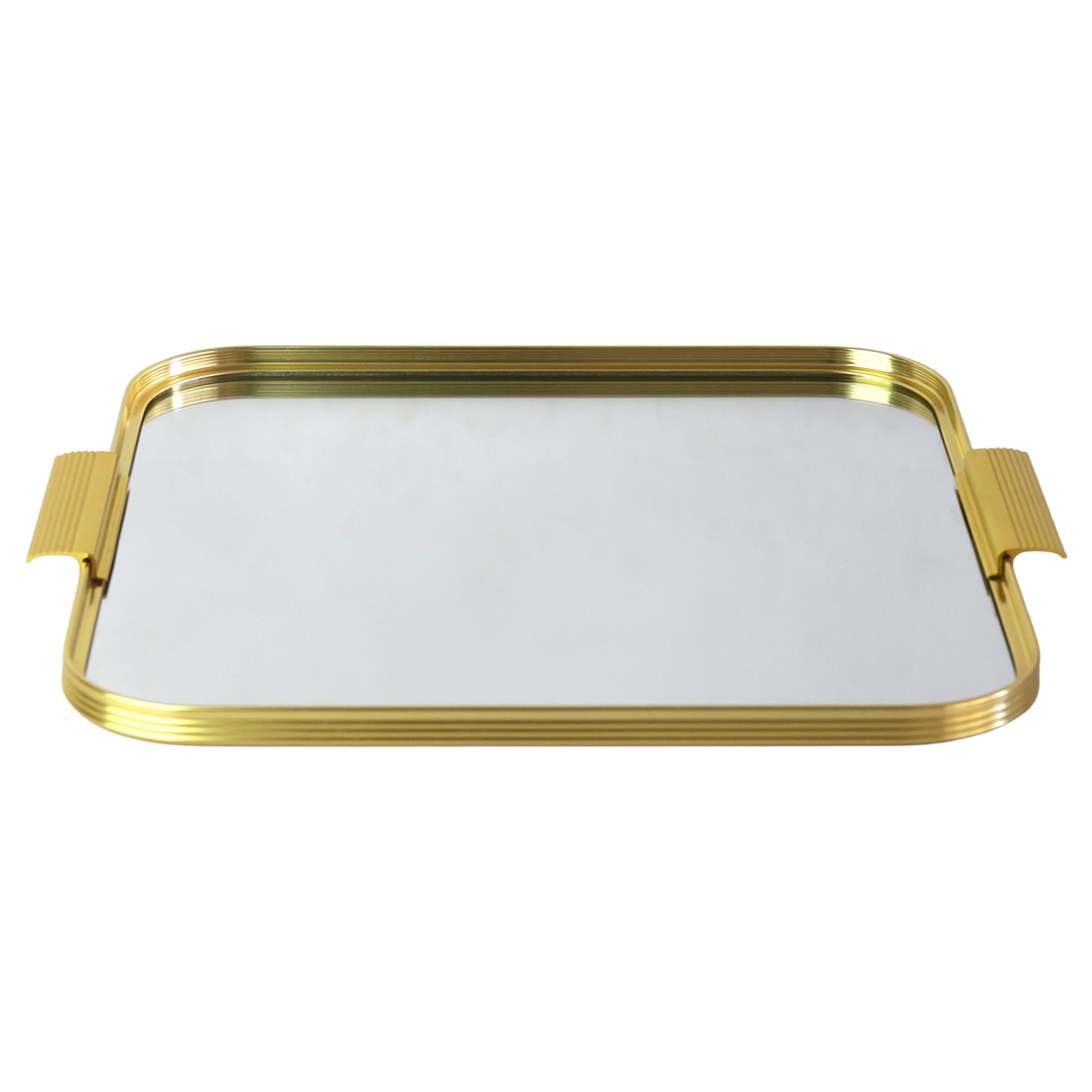 Plateau carré miroir doré 35cm