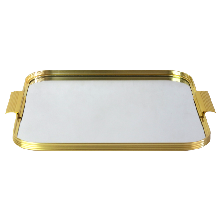 Plateau carré miroir doré 35cm