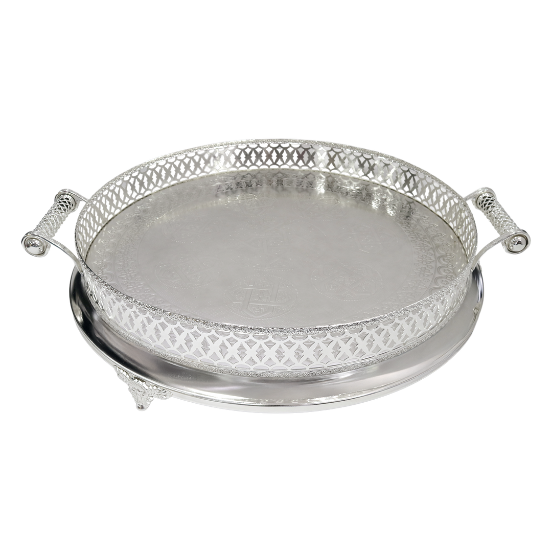 Plateau en métal argenté 50cm