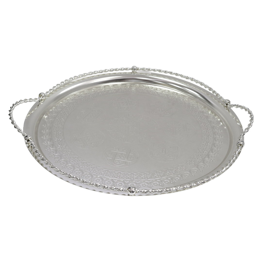 Plateau en métal argenté 50cm