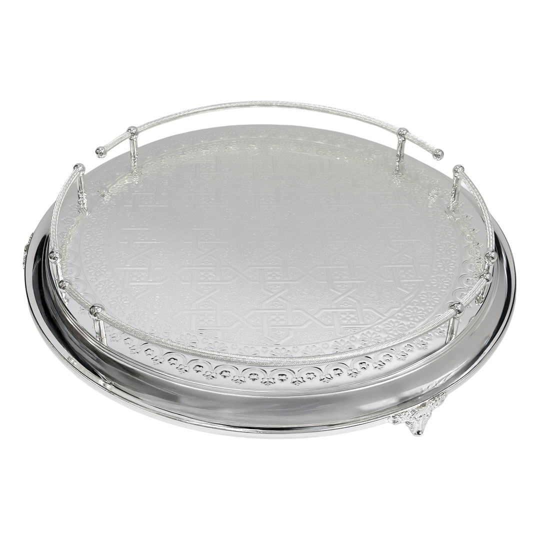 Plateau en métal argenté 55cm