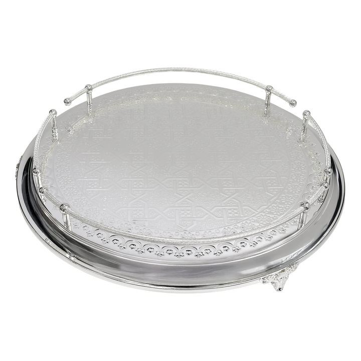 Plateau en métal argenté 55cm