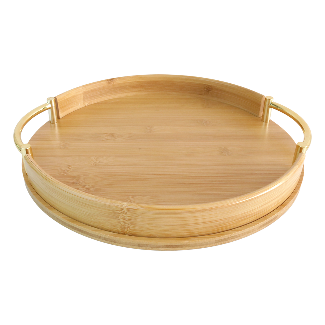 Set 3 plateaux en bambou ronds 34cm+28cm+23cm
