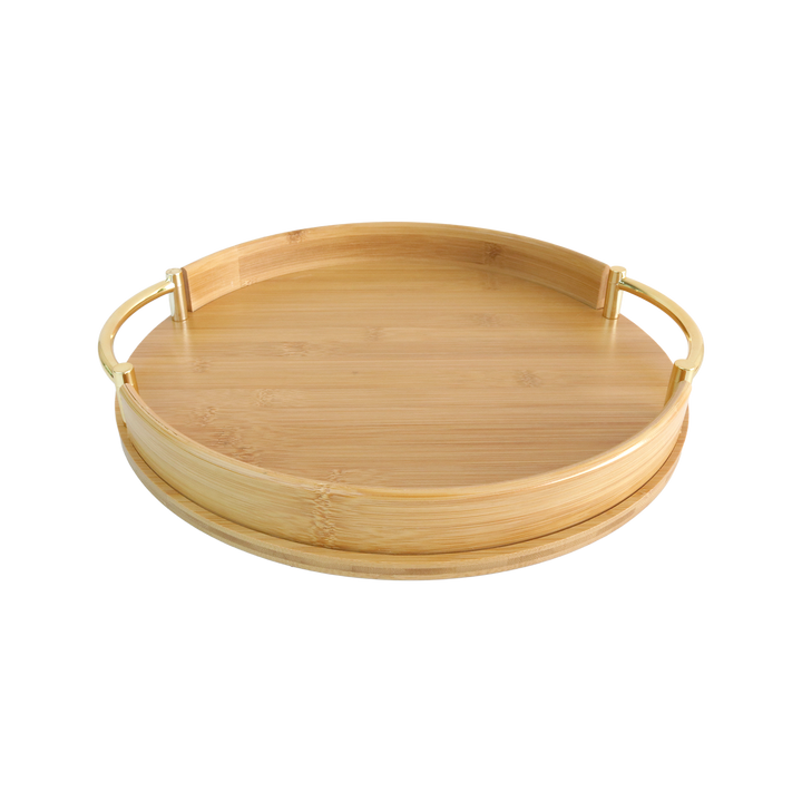 Set 3 plateaux en bambou ronds 34cm+28cm+23cm