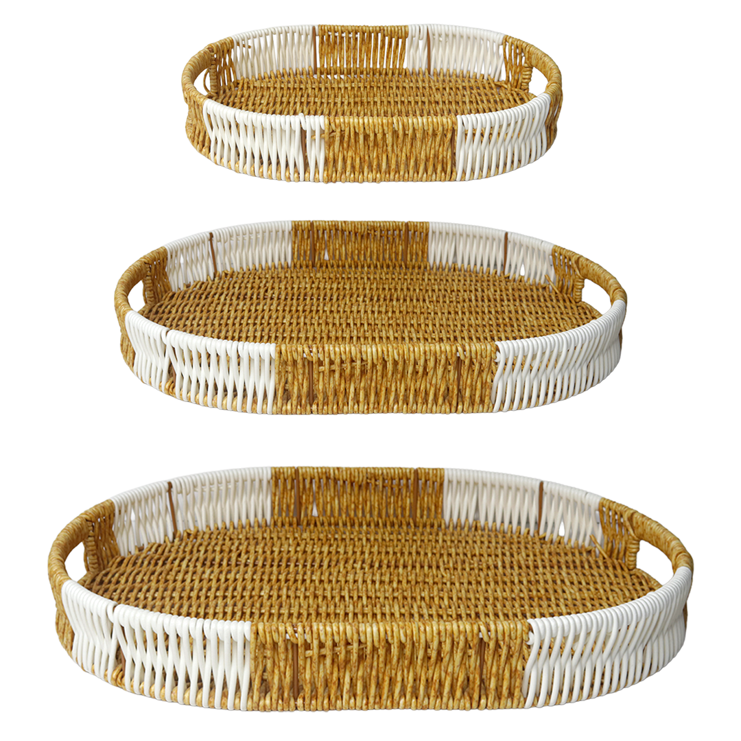 Set 3 plateaux en paille 29cm + 34cm + 39cm