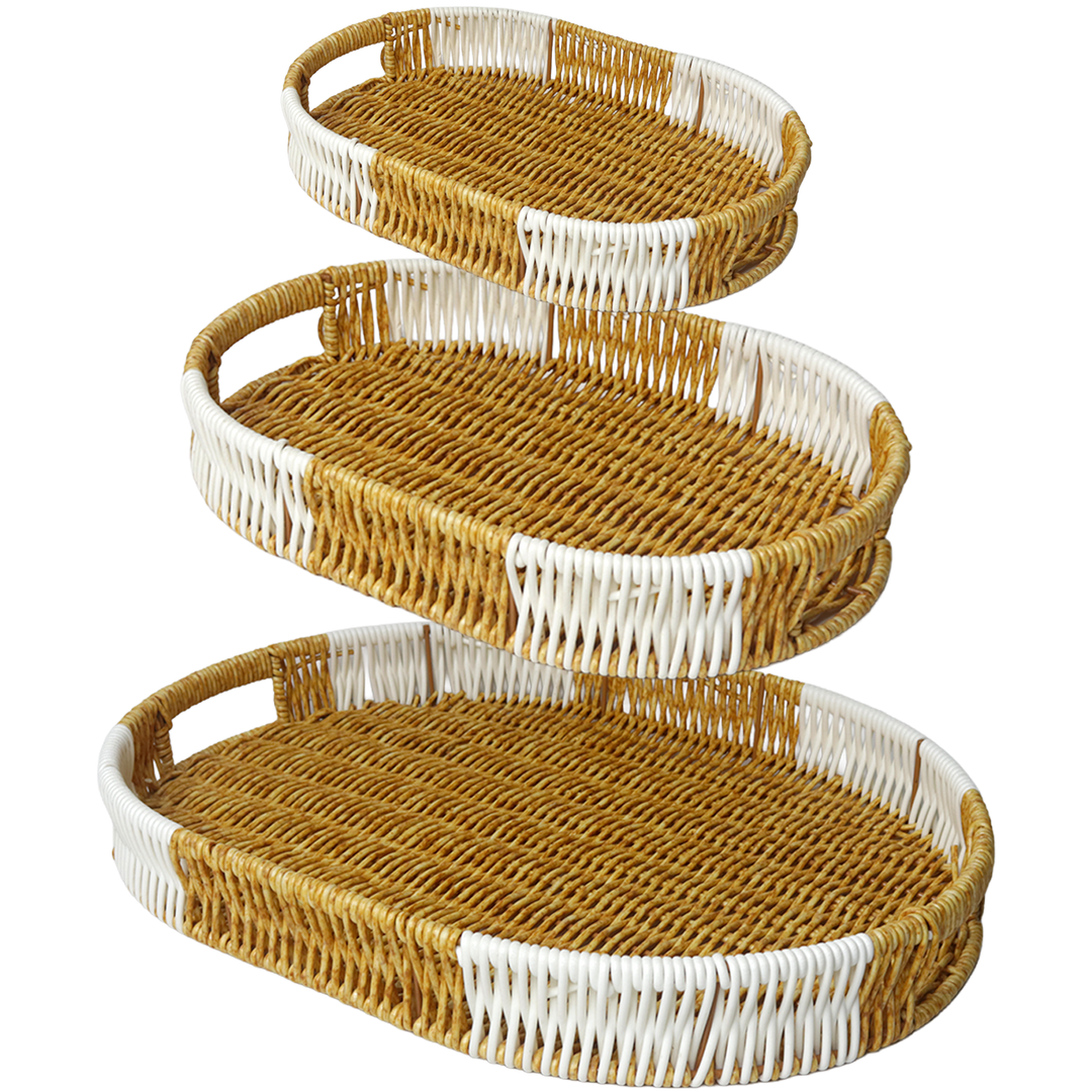 Set 3 plateaux en paille 29cm + 34cm + 39cm