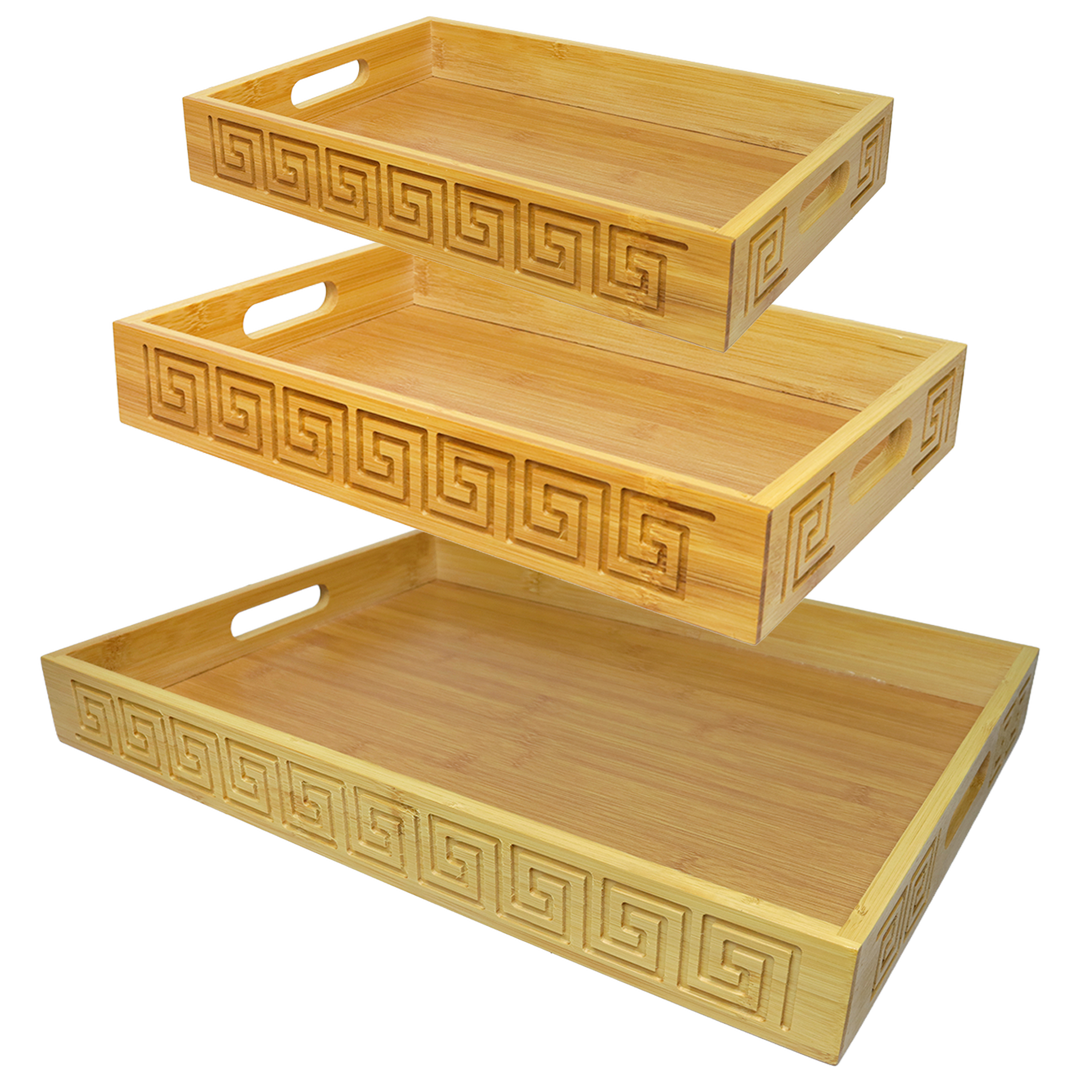 Set 3 plateaux rectangulaires en bois 33cm + 40cm + 45cm