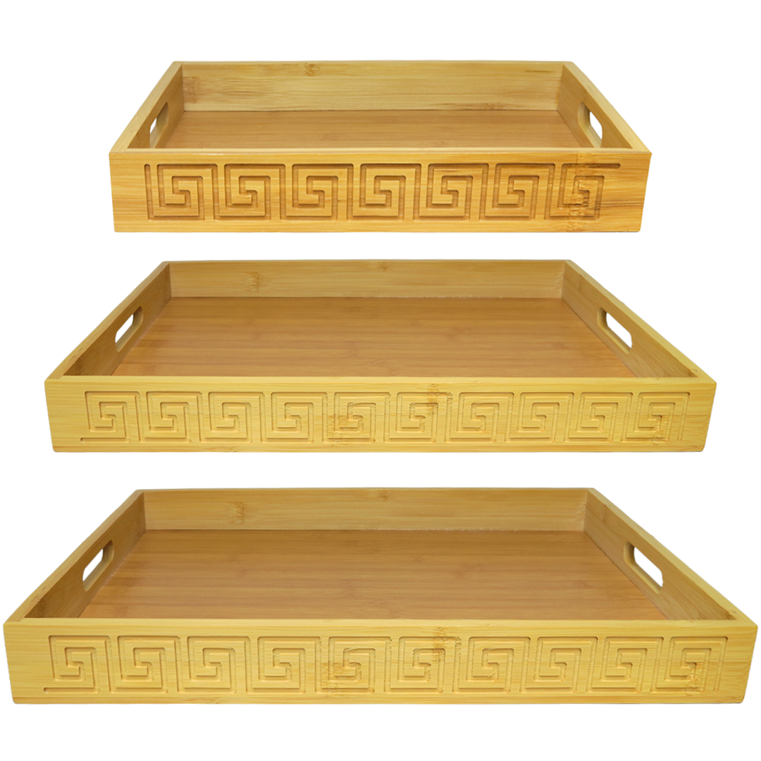 Set 3 plateaux rectangulaires en bois 33cm + 40cm + 45cm