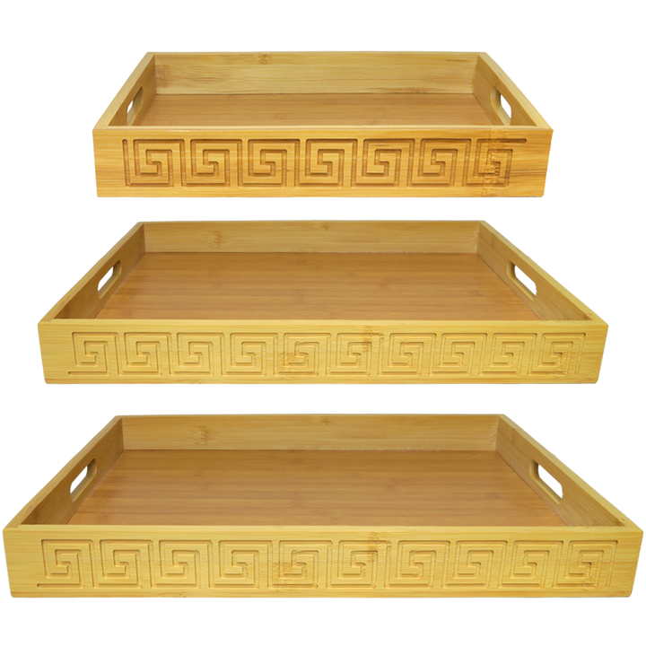 Set 3 plateaux rectangulaires en bois 33cm + 40cm + 45cm