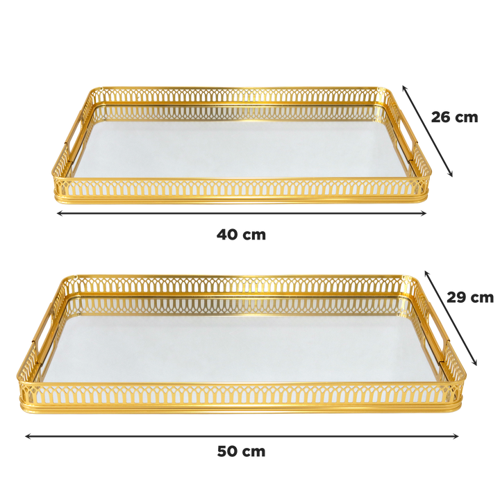 Set 2 plateaux miroir rectangulaires 40cm + 50cm