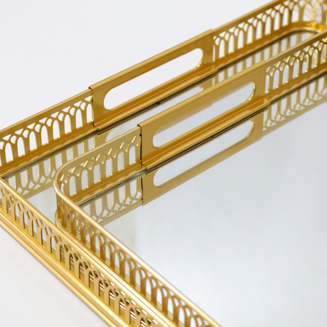 Set 2 plateaux miroir rectangulaires 40cm + 50cm
