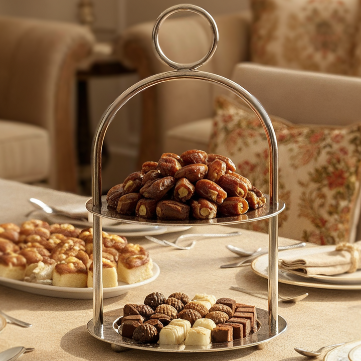 Présentoir 2 niveaux en inox 19x35cm