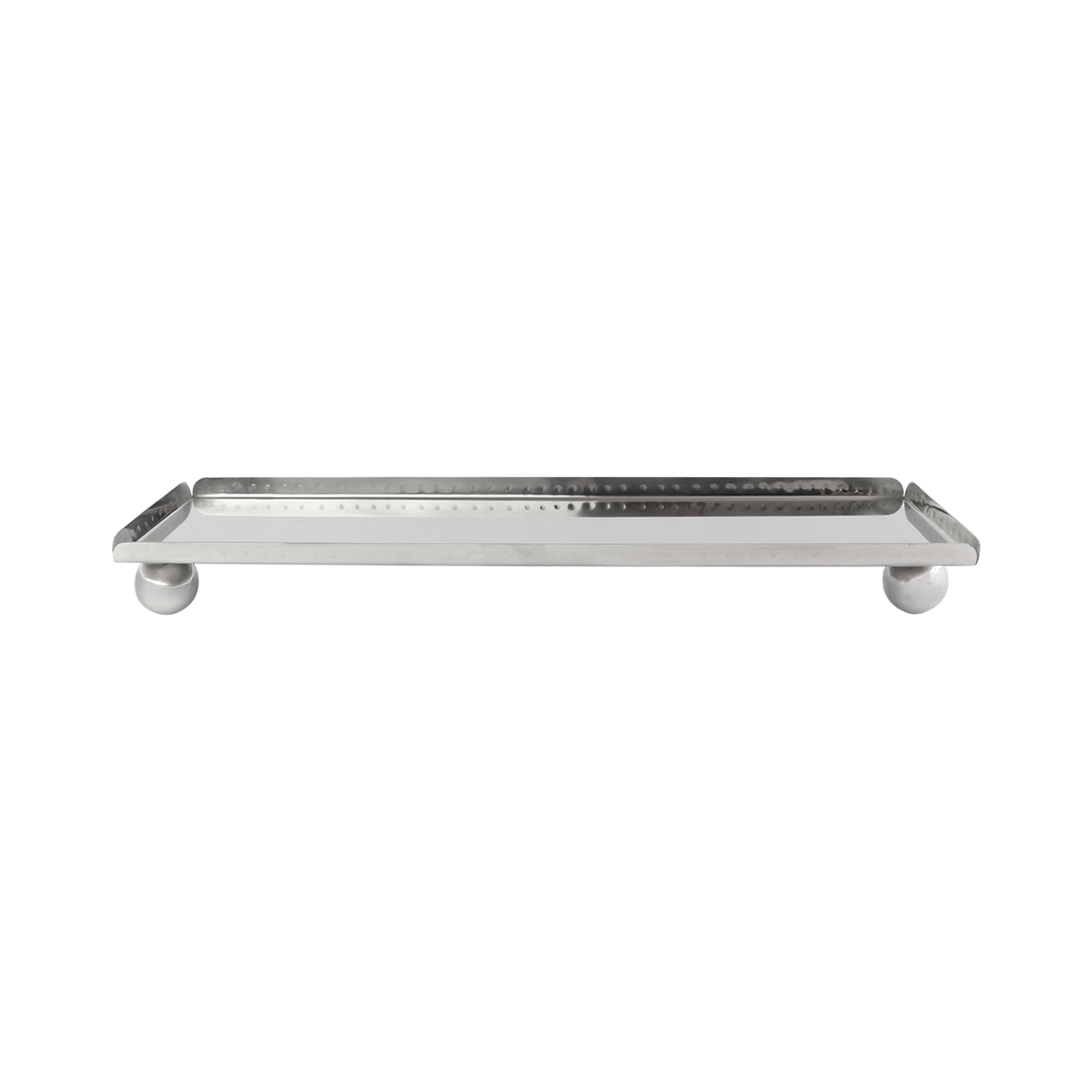 Plat rectangulaire en inox argenté 42x13cm