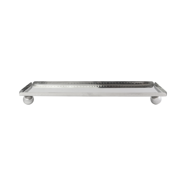 Plat rectangulaire en inox argenté 42x13cm