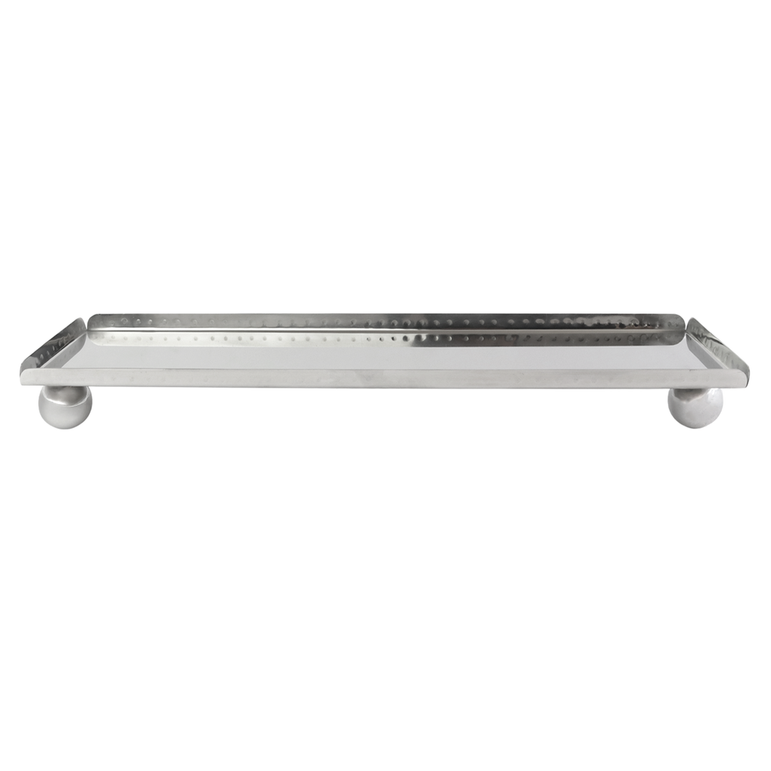 Plat rectangulaire en inox argenté 46x13cm