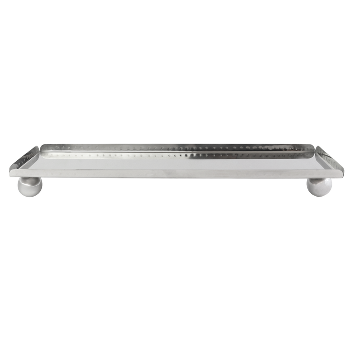 Plat rectangulaire en inox argenté 46x13cm