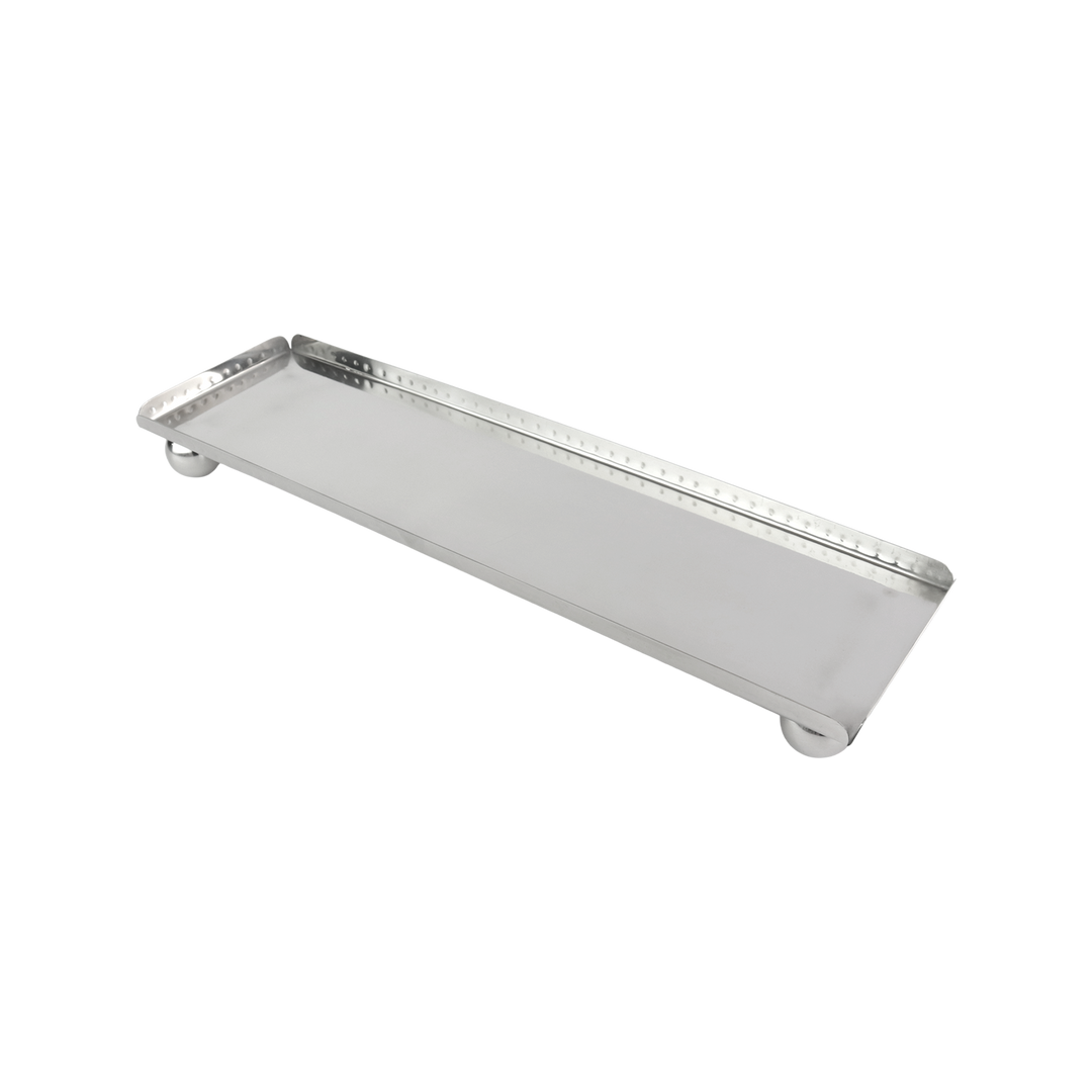 Plat rectangulaire en inox argenté 42x13cm
