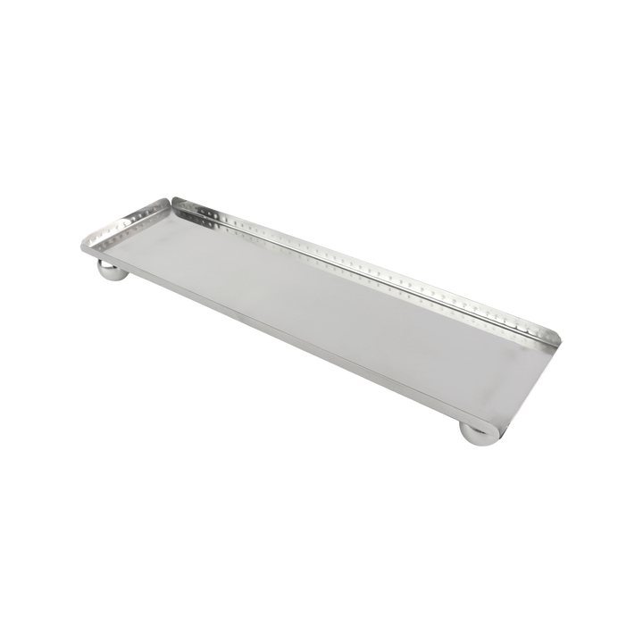 Plat rectangulaire en inox argenté 42x13cm