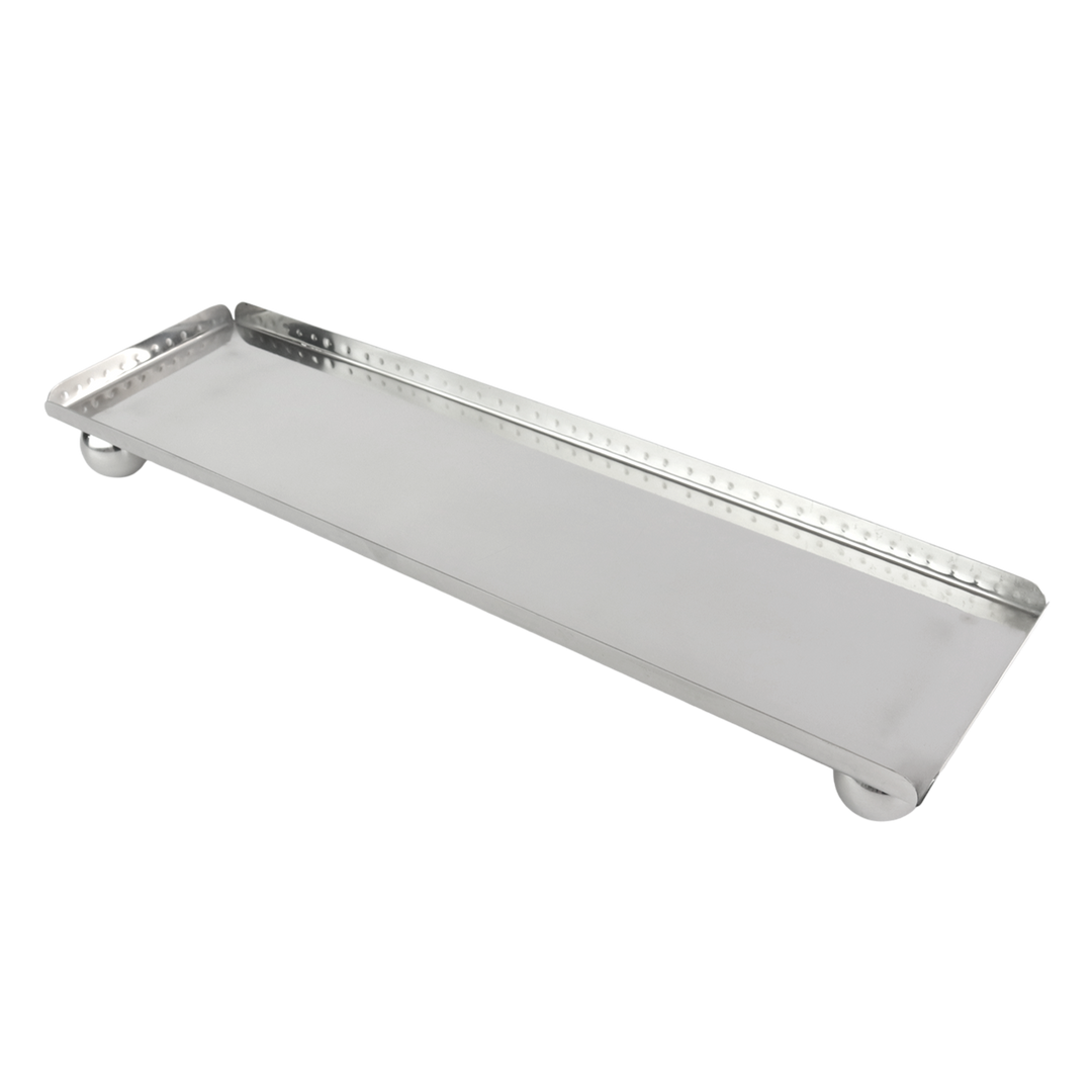 Plat rectangulaire en inox argenté 46x13cm