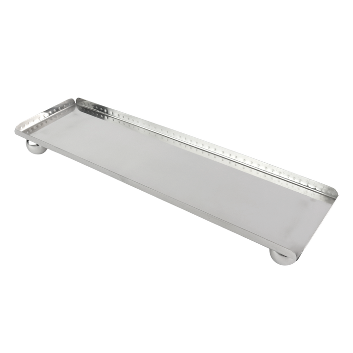 Plat rectangulaire en inox argenté 46x13cm
