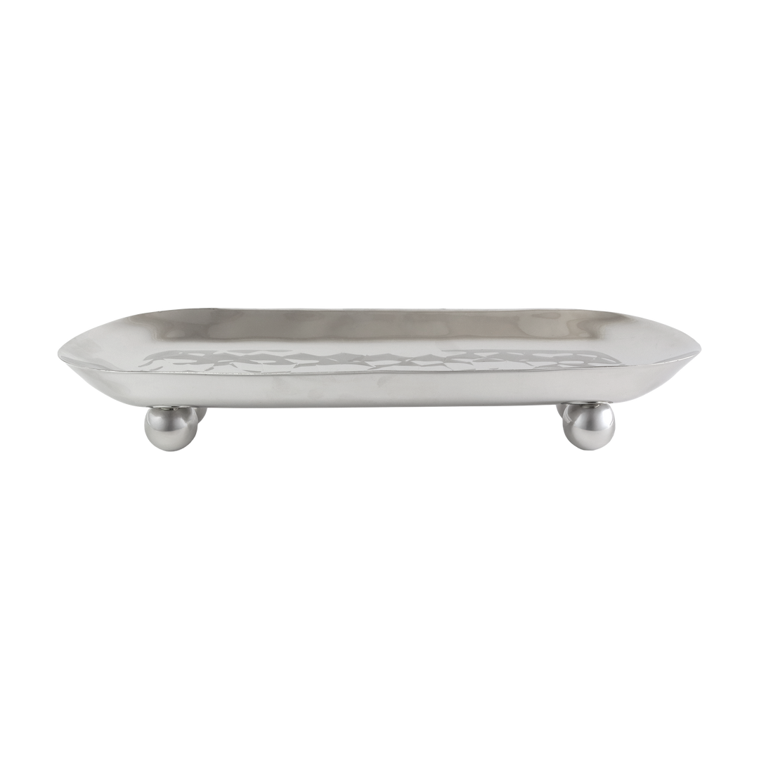 Plat ovale en inox argenté 43x15cm