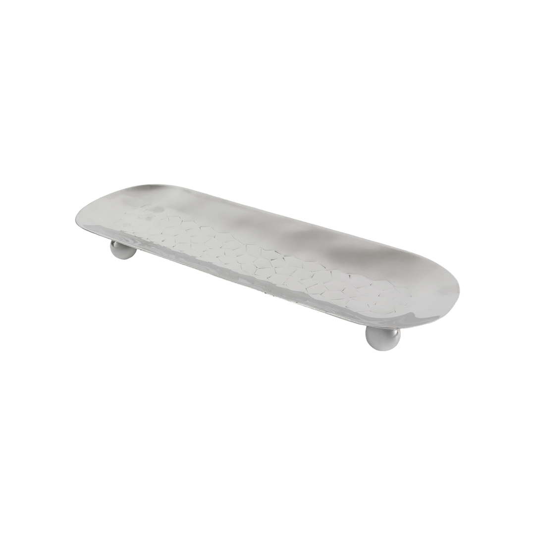 Plat ovale en inox argenté 43x15cm