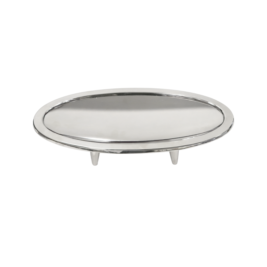 Plat présentation ovale en inox 36x17cm