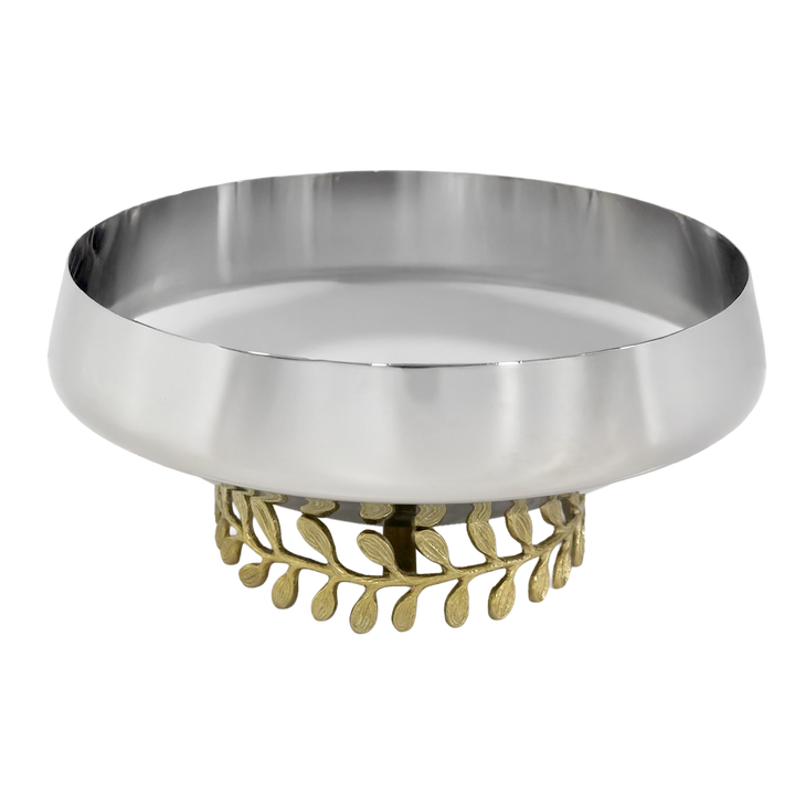 Coupe en inox avec pied dorée 27x13cm