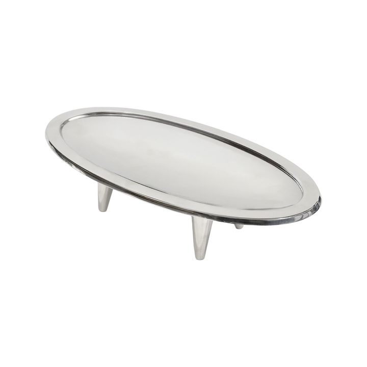 Plat présentation ovale en inox 36x17cm