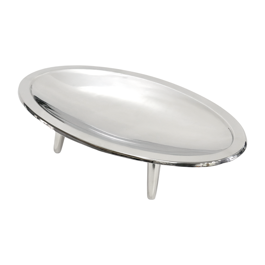 Plat présentation ovale en inox 41x23cm
