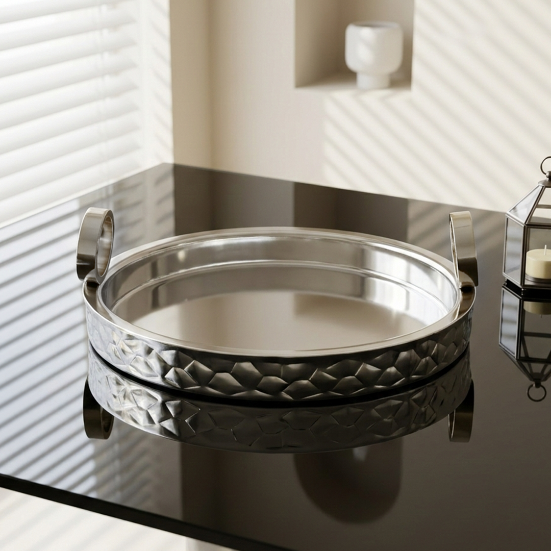Plateau double wall rond en inox 32cm