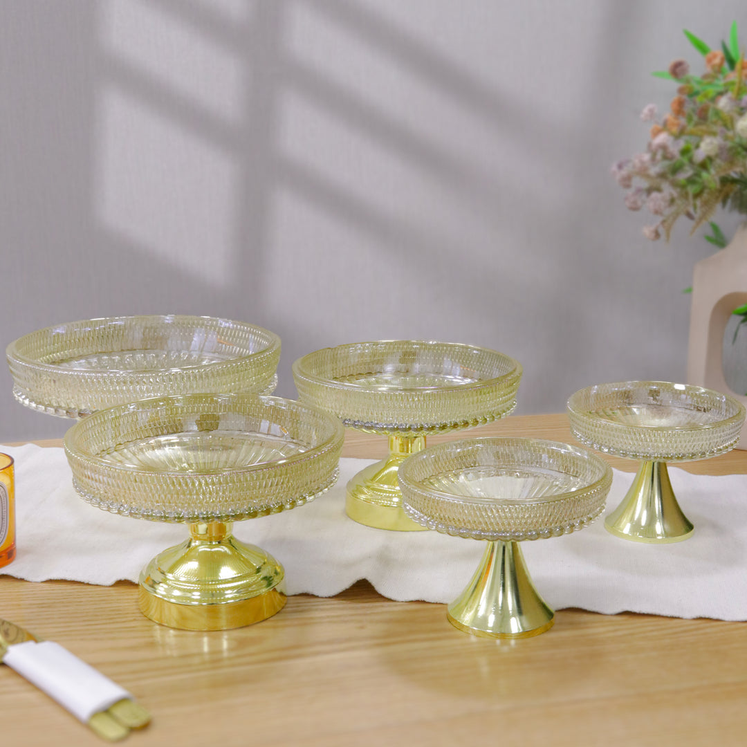 Set 5 présentoirs en verre doré