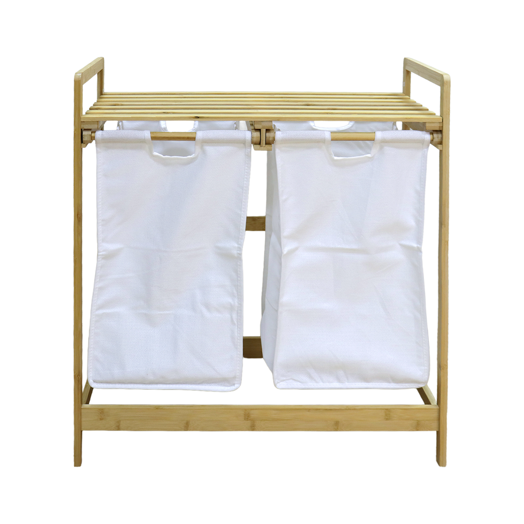 Panier à linge 2 bacs 64x33x72,50cm