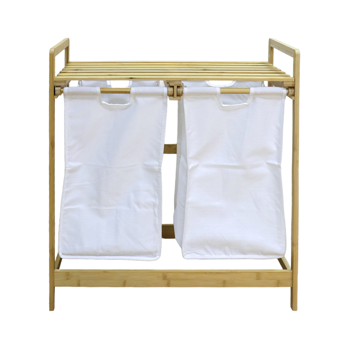 Panier à linge 2 bacs 64x33x72,50cm