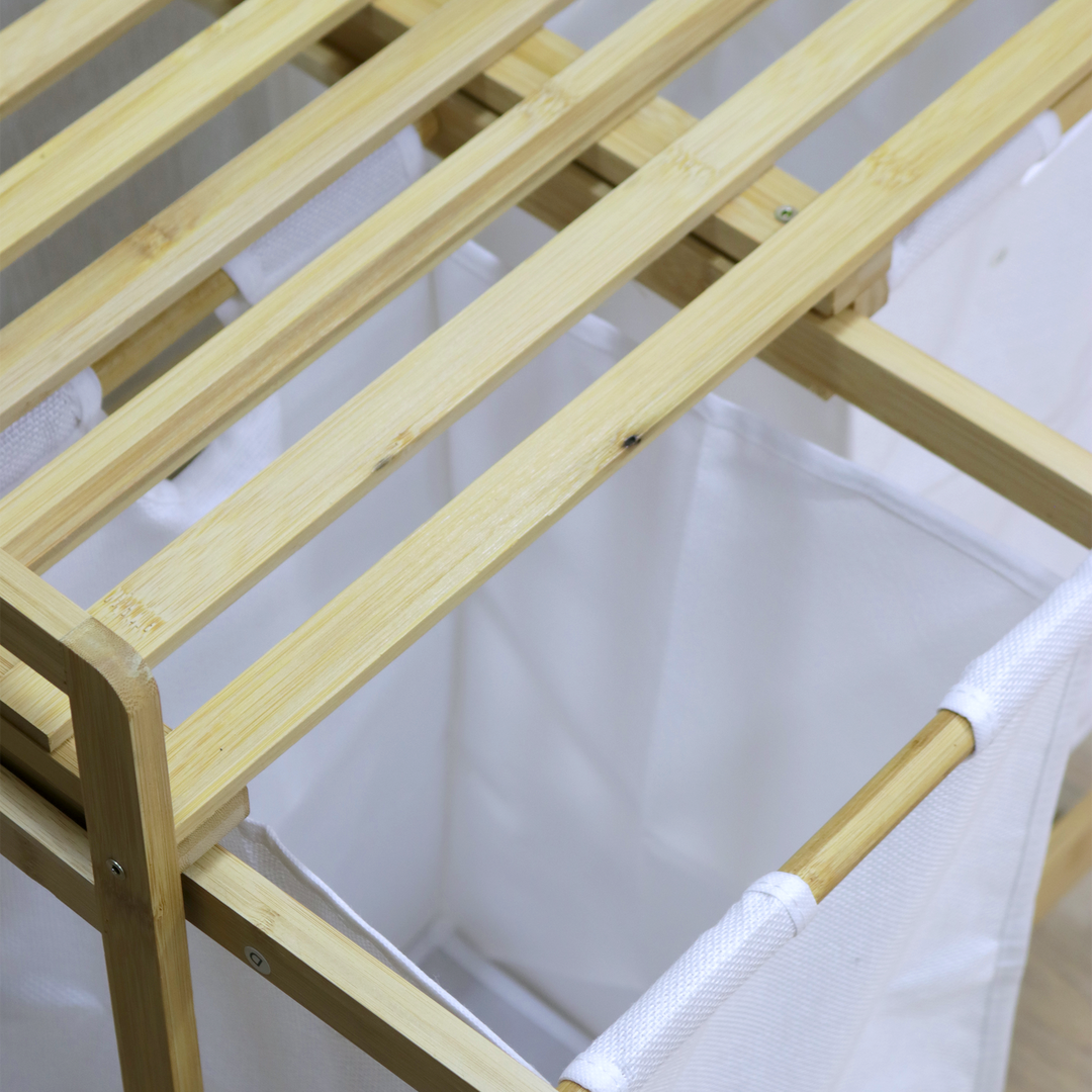 Panier à linge 2 bacs 64x33x72,50cm