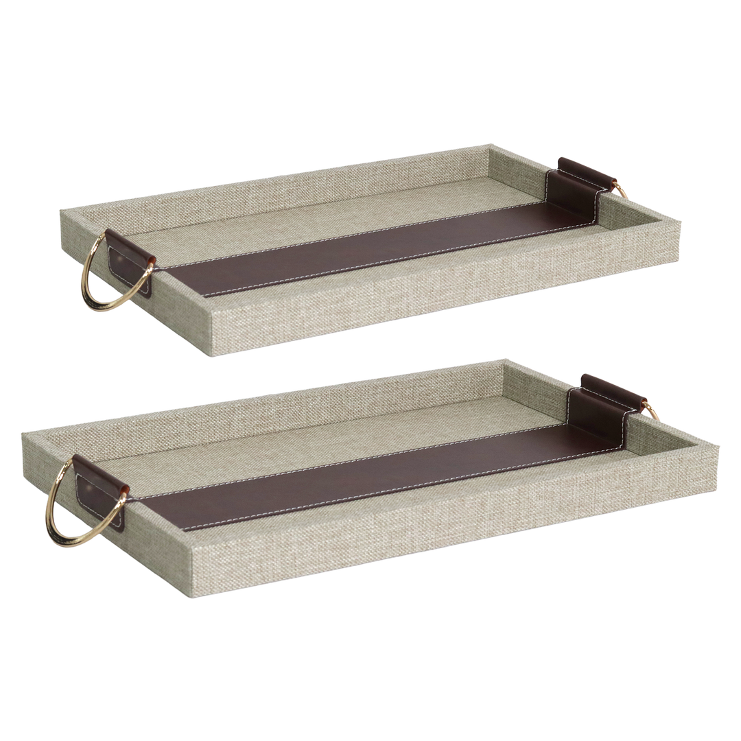 Set 2 plateaux beige marron 35cm + 40cm