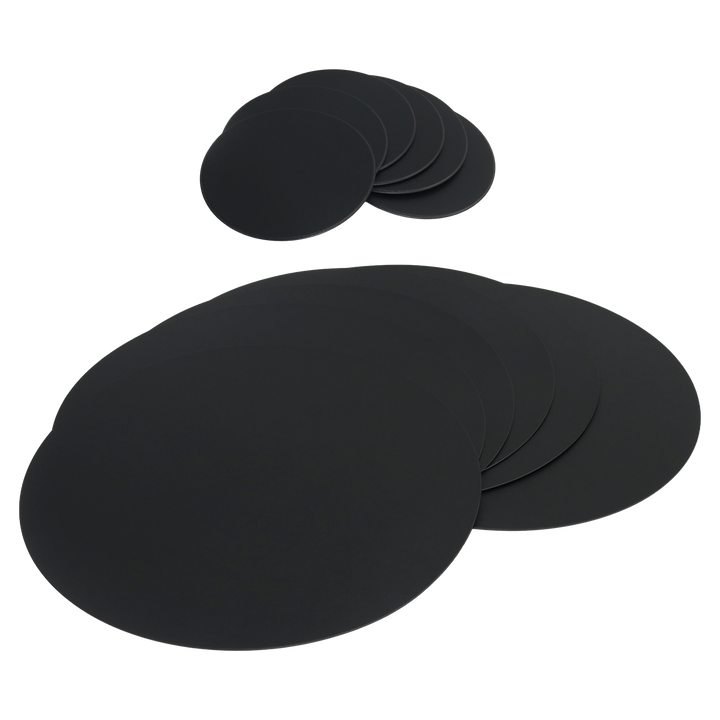 6 sets de table ronds 38cm en simili cuir + 6 sous tasses ronds 10cm