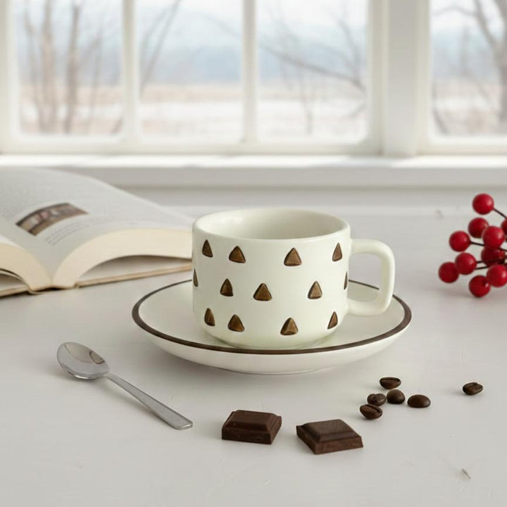 Set 6 tasses 7x5cm et sous tasses 12cm en céramique