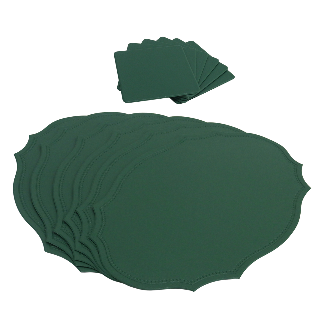 6 sets de table ovales 45cm en simili cuir + 6 sous tasses carrés 10cm